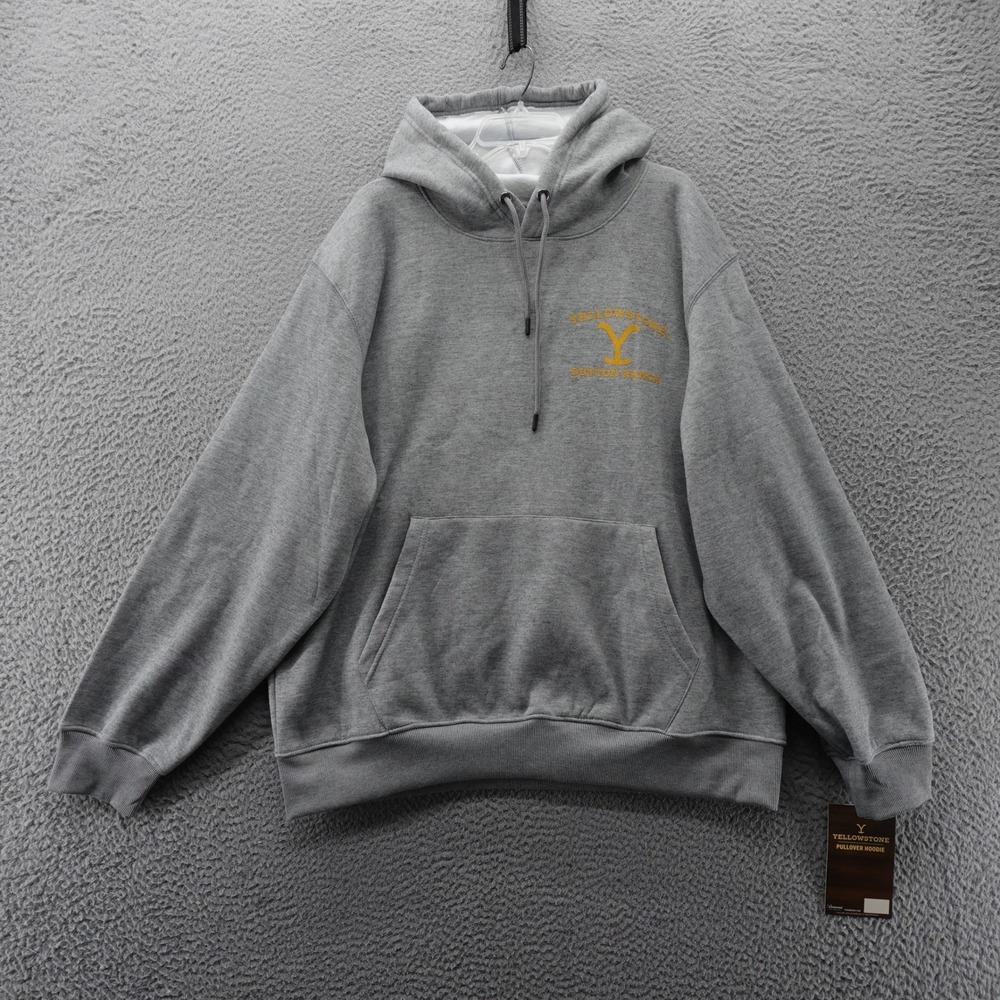 Yellowstone Pullover Hoodie Sweatshirt Mens 2XL Gray Dutton Ranch Graphic NEW